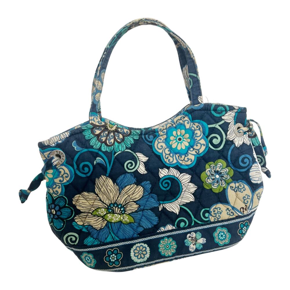 Retired Vera Bradley Navy Blue sherry mod floral blue Mini Tote Satchel Handbag
